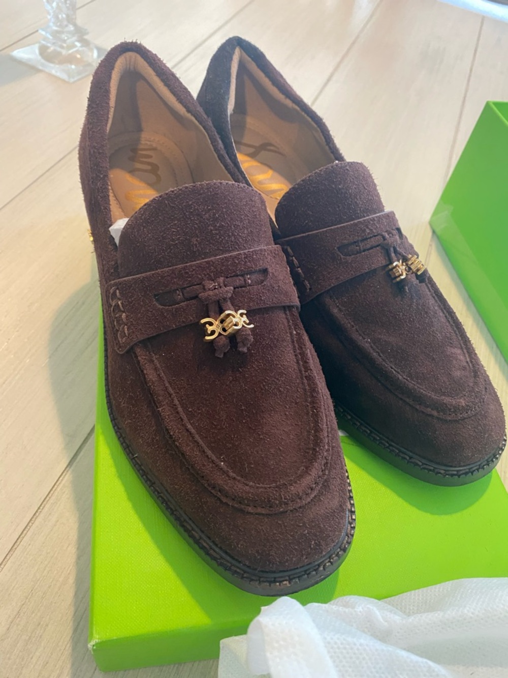 Sam Edelman Dark Brown Suede Tassel Loafers